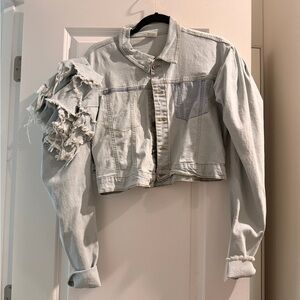 Distressed Light Gray Denim Jacket